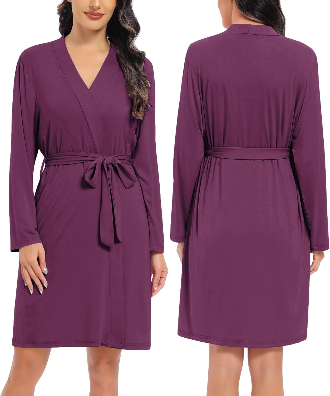 DIKFA Womens Maternity Set 2PCS Nursing Nightgown for Breastfeeding 3 in 1 Labor Delivery Nursing Dress Birthing Bathrobe Set