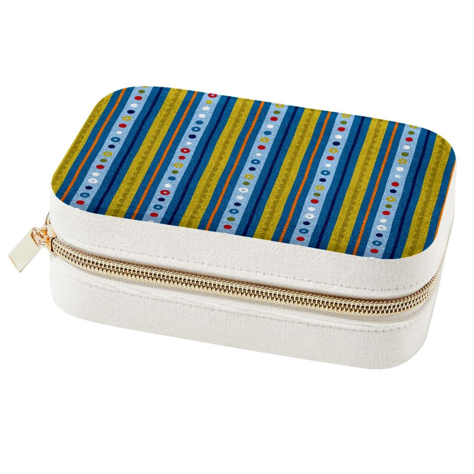 Boîte à bijoux de voyage à rayures bleues pour vos déplacements