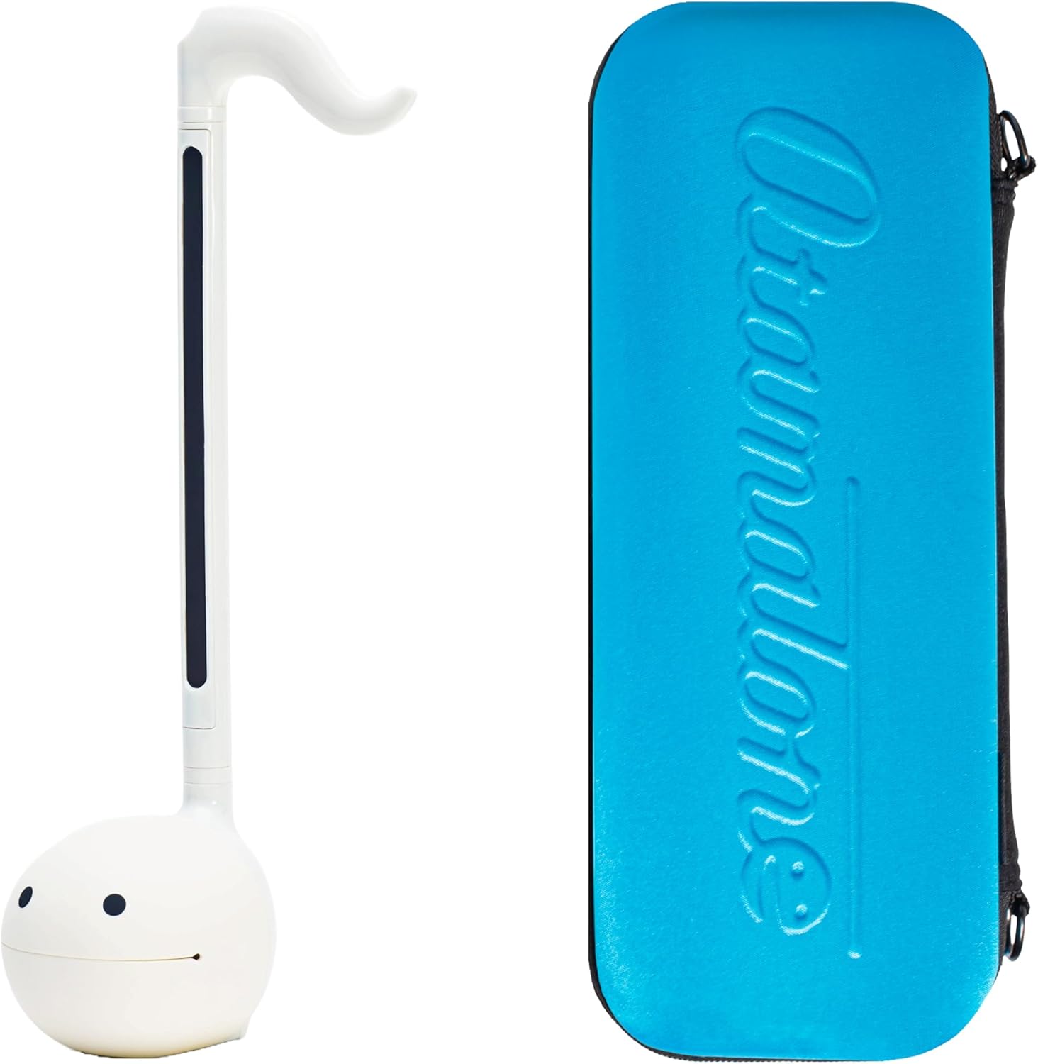 Otamatone Regular [White] and Matte Case [Blue] Bundle Japanese Electronic Musical Instrument Portable Music Synthesizer from Japan Maywa Denki Award Educational Fun Gift for Children Teen Adult