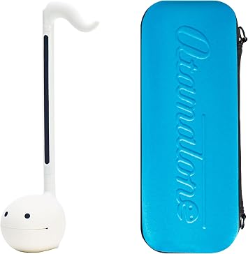 Otamatone Regular [White] and Matte Case [Blue] Bundle Japanese Electronic Musical Instrument Portable Music Synthesizer from Japan Maywa Denki Award Educational Fun Gift for Children Teen Adult