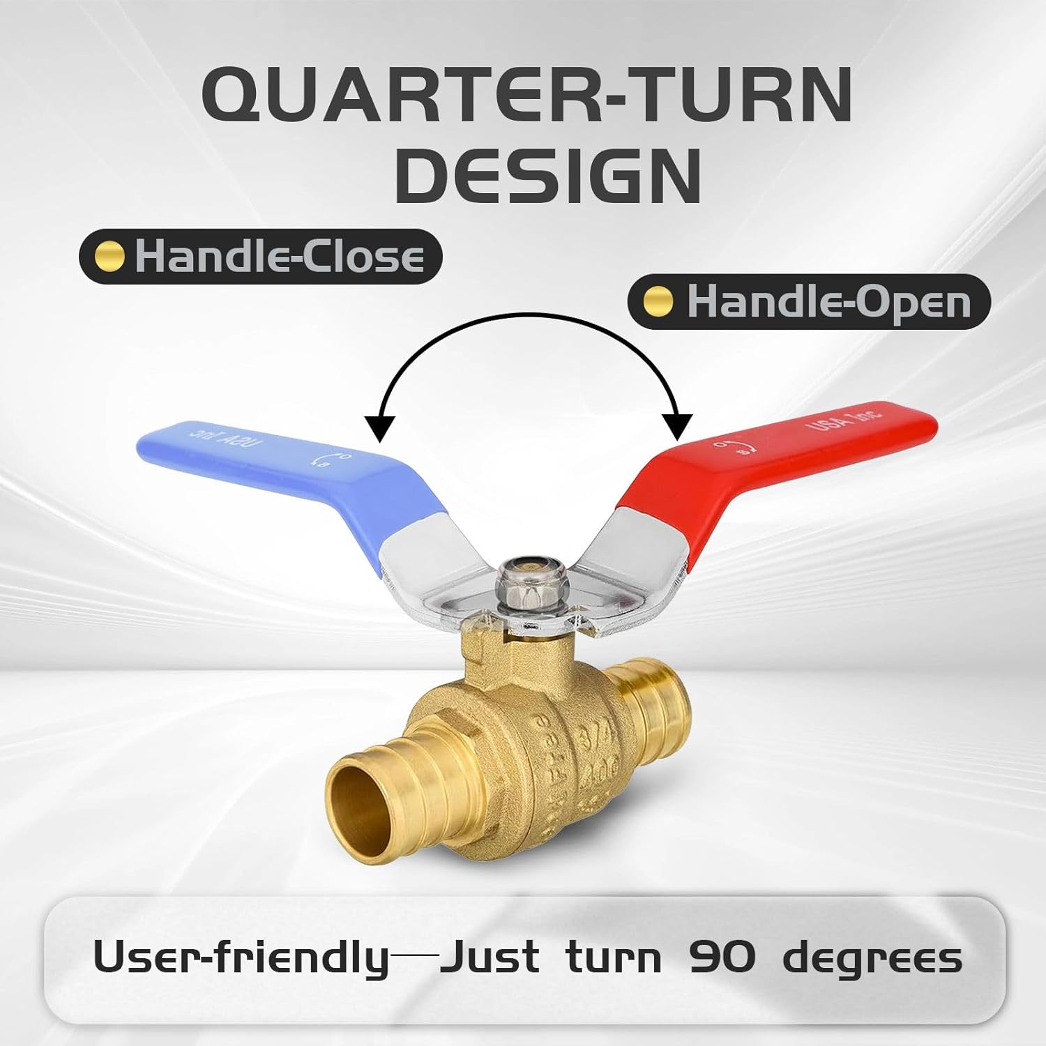 10-Pack Foskan 3/4" PEX Crimp Ball Valve, Brass Quarter Turn Full Port Shut-off Valve for PEX Tubing(Blue and Red)