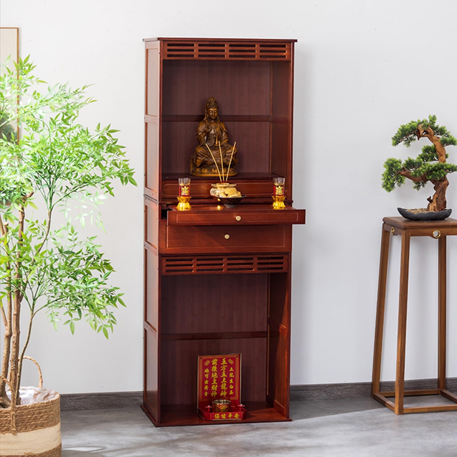 Gabinete de Altar Abierto con Gran Almacenamiento, Mesa de meditación, Altar Sagrado para Uso Espiritual