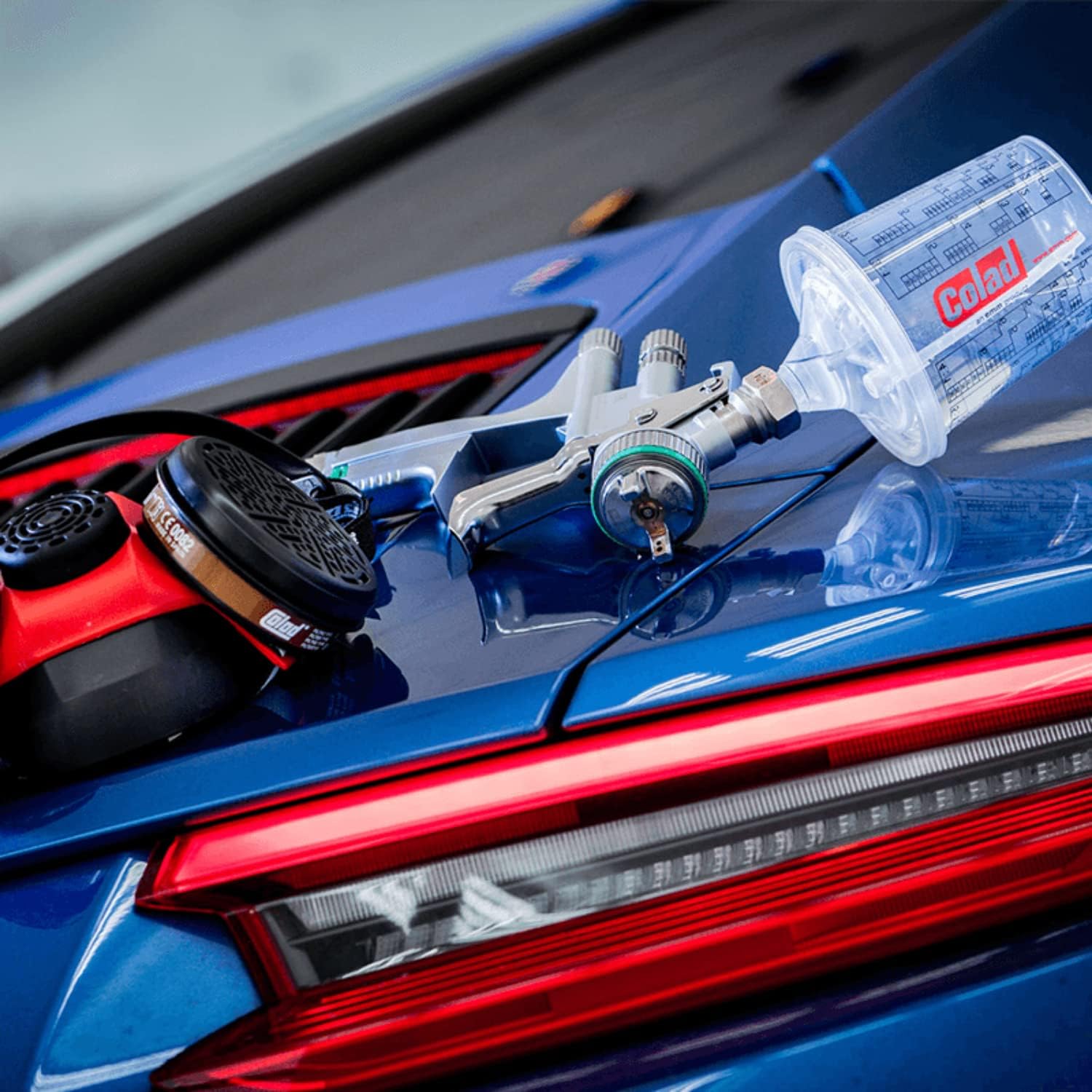 Colad Snap Lid System Automotive Spray Paint Application Kit Including Mixing Cup and Lid with Built in Paint Filter 900 ml (190 Micron Strainer)