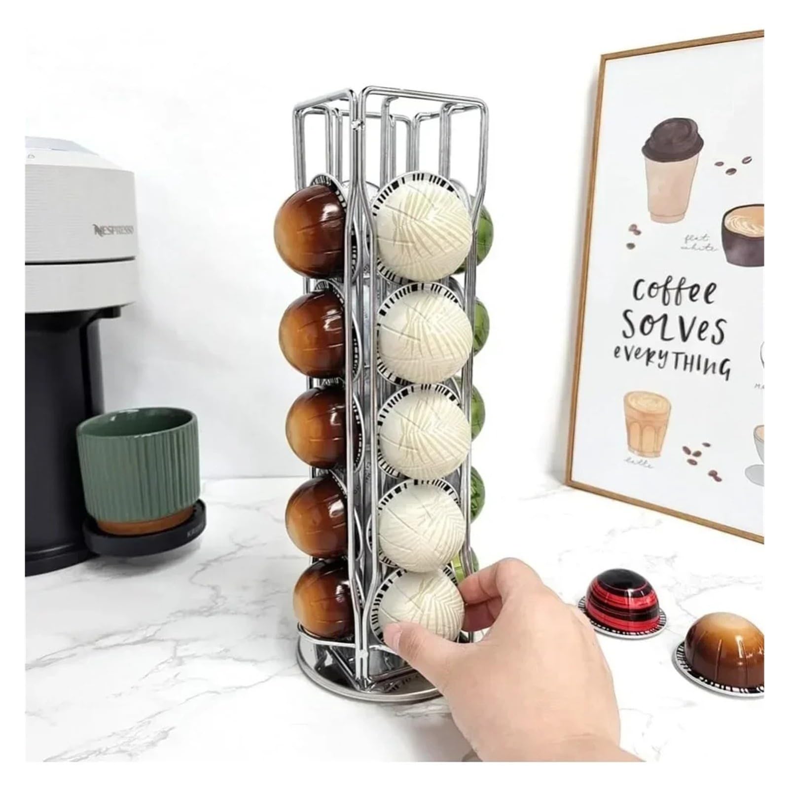Porta Capsule Caffè, Compatibile con Vertuo, Metallo