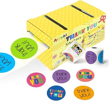 800 PCS Thank You Stickers | 1.5 Inch Round Labels for Small Business | 16 Designs, Glossy Finish, Adhesives Envelope Seals for Packaging, Goody Bags, and Crafts