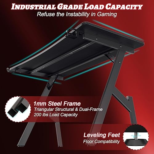 Miniatura 4 de Escritorio para juegos de 55 pulgadas, escritorio para computadora de computadora, escritorio de oficina en casa, estación de trabajo para jugadores