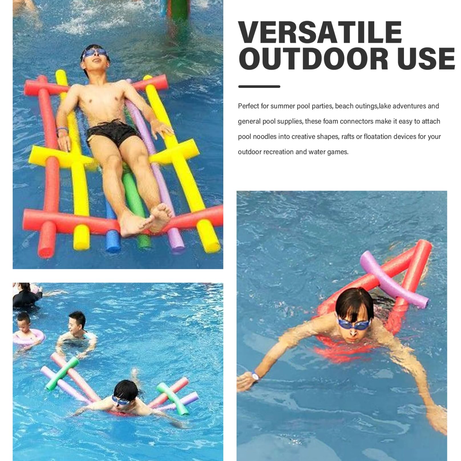 6 Stück 2, 56 x 11, 81 leichte Schaumstoff-Poolnudelverbinder mit 2 Löchern, Schwimmtrainingshilfen für Kinder und Erwachsene