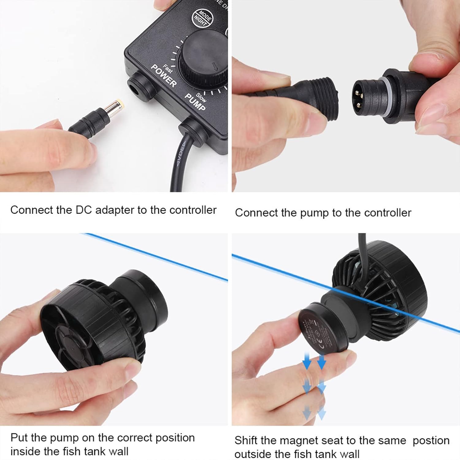 Flow Pump Wave Pump Wave Maker Mini Submersible Pump Ultra Quiet with Dry Burning Protection for Fountains, Hydroponics, Ponds, Aquariums Waterfall & More