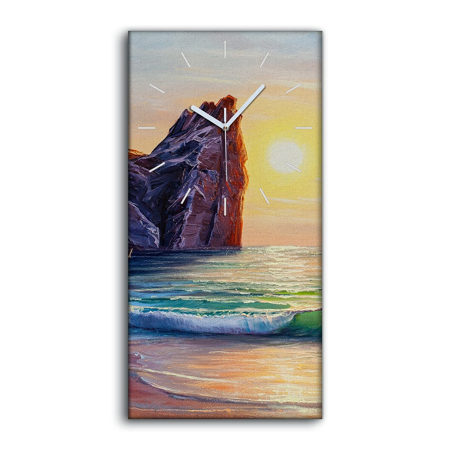 Horloge sur Toile Salon Chambre Art Moderne Coucher de Soleil sur la mer