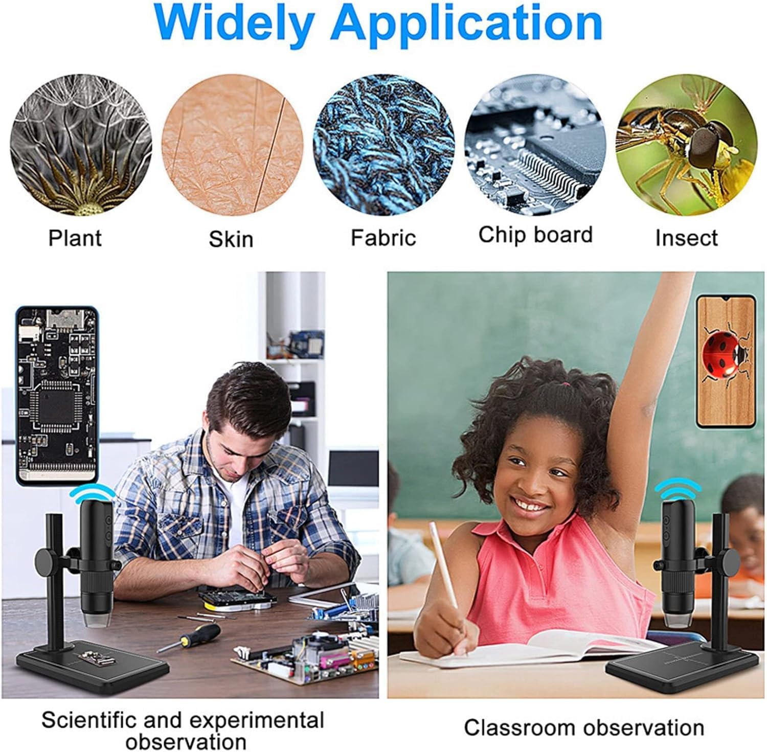 Tobo Wireless Digital Microscope,50X-1000X WiFi Portable Handheld USB Trichome Coin Microscope Camera Magnifier with Adjustable Stand for Android or iOS Phones and Tablets, Windows TD-1121IM 4