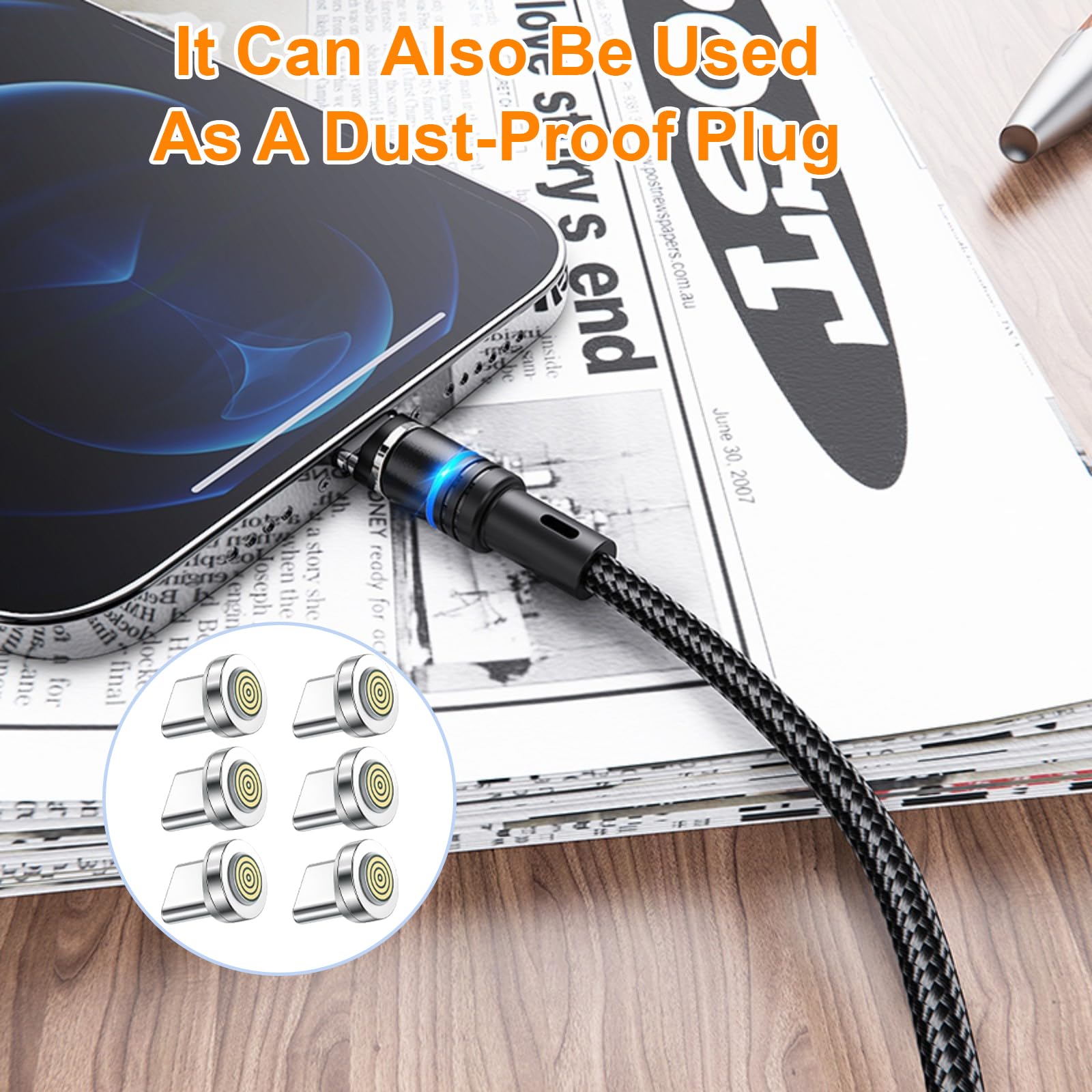 Adattatore Magnetico USB-C A 7 Pin, 6 Pezzi, Per PD Fino A 240W E 360°
