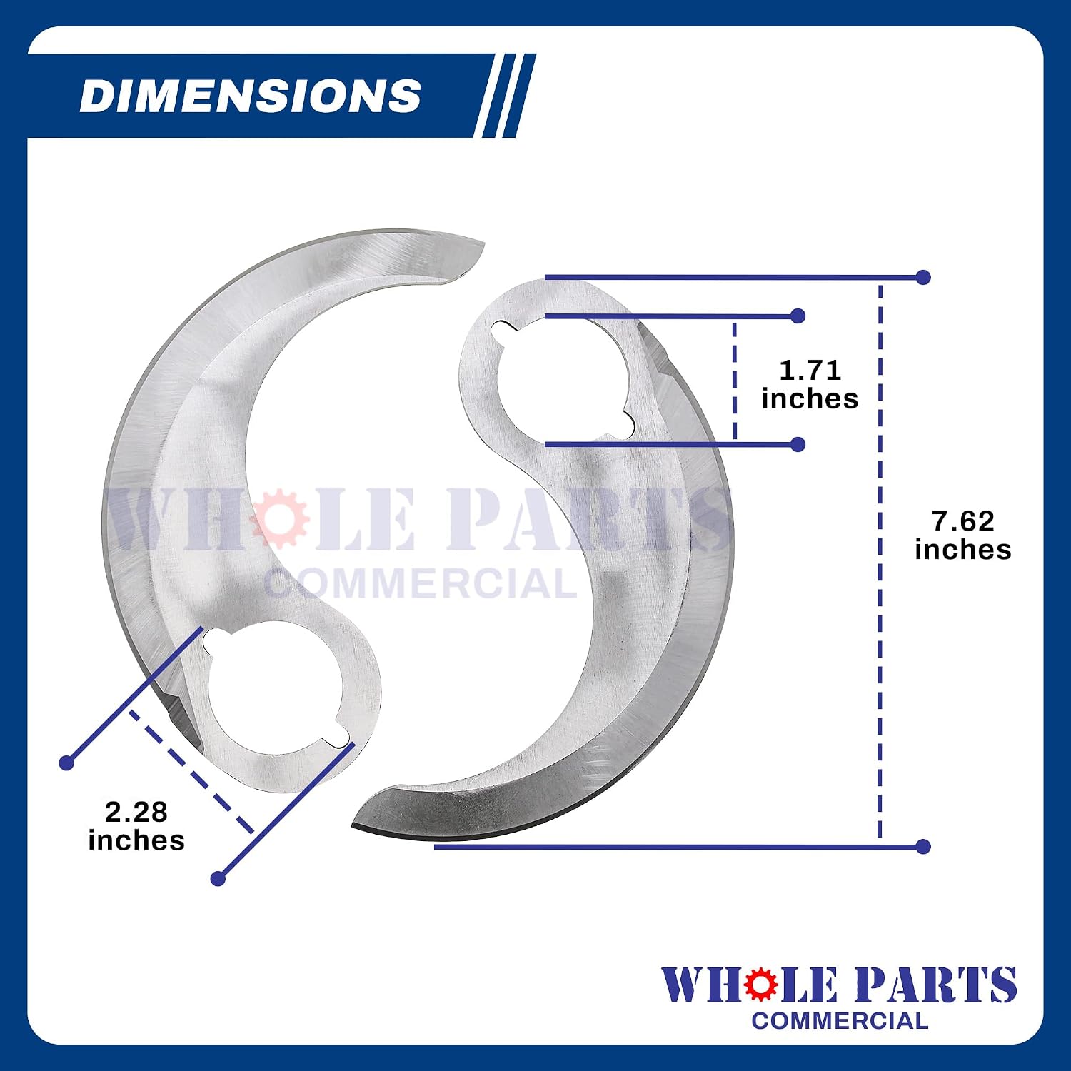 Upgraded Whole Parts Food Cutter Knife Blades (Set of 2) Part# 274662 - Replacement and Compatible with Some Hobart Choppers