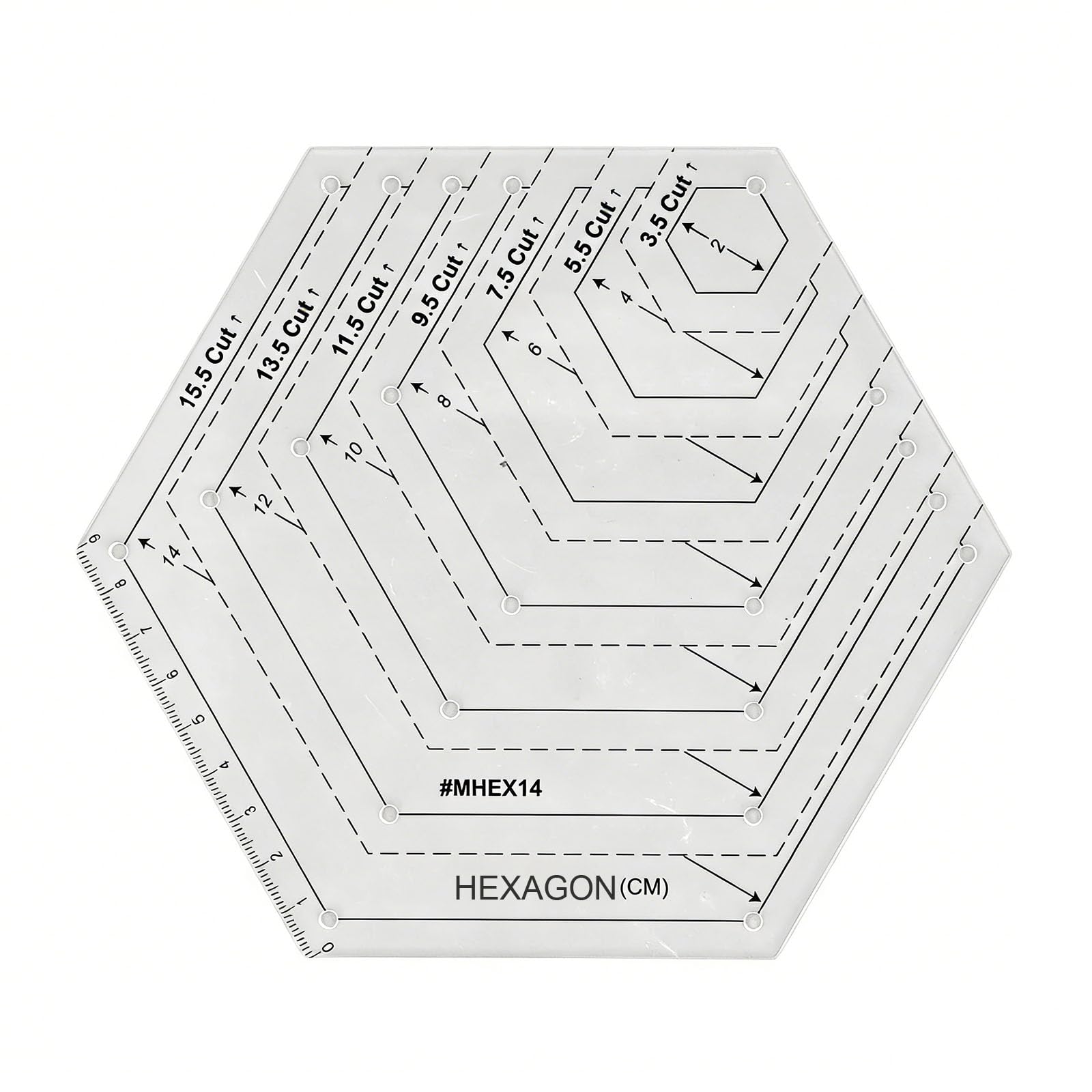 Solvind 6PCS Hexagon Quilting Templates Set, 2-12 Inch Non-Yellowing Acrylic Patchwork Rulers with 1/4 Inch Seam Allowance, for EPP, Sewing, Cutting & DIY Craft Projects