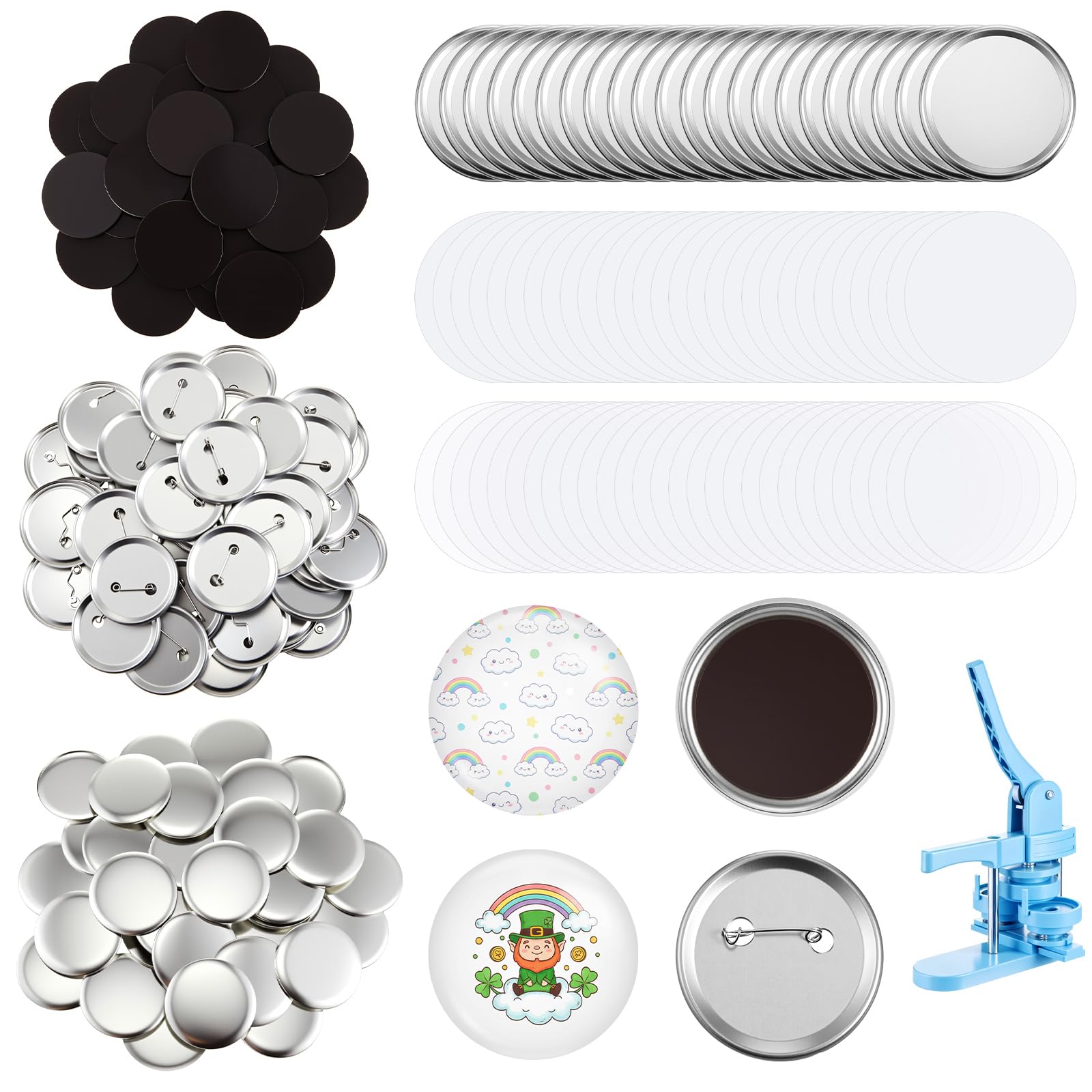 Machine à boutons ronds 58mm lot de 100 avec 50 aimants et 50 broches