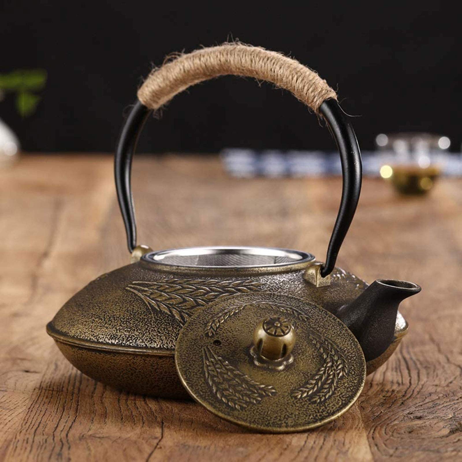 Tetera De Hierro Fundido Antiguo De 1200 Ml con Filtro De Acero Inoxidable Extraíble para Té De Hoja Suelto, Hervidor De Té Sano Japonés Tetal De Té como Regalo