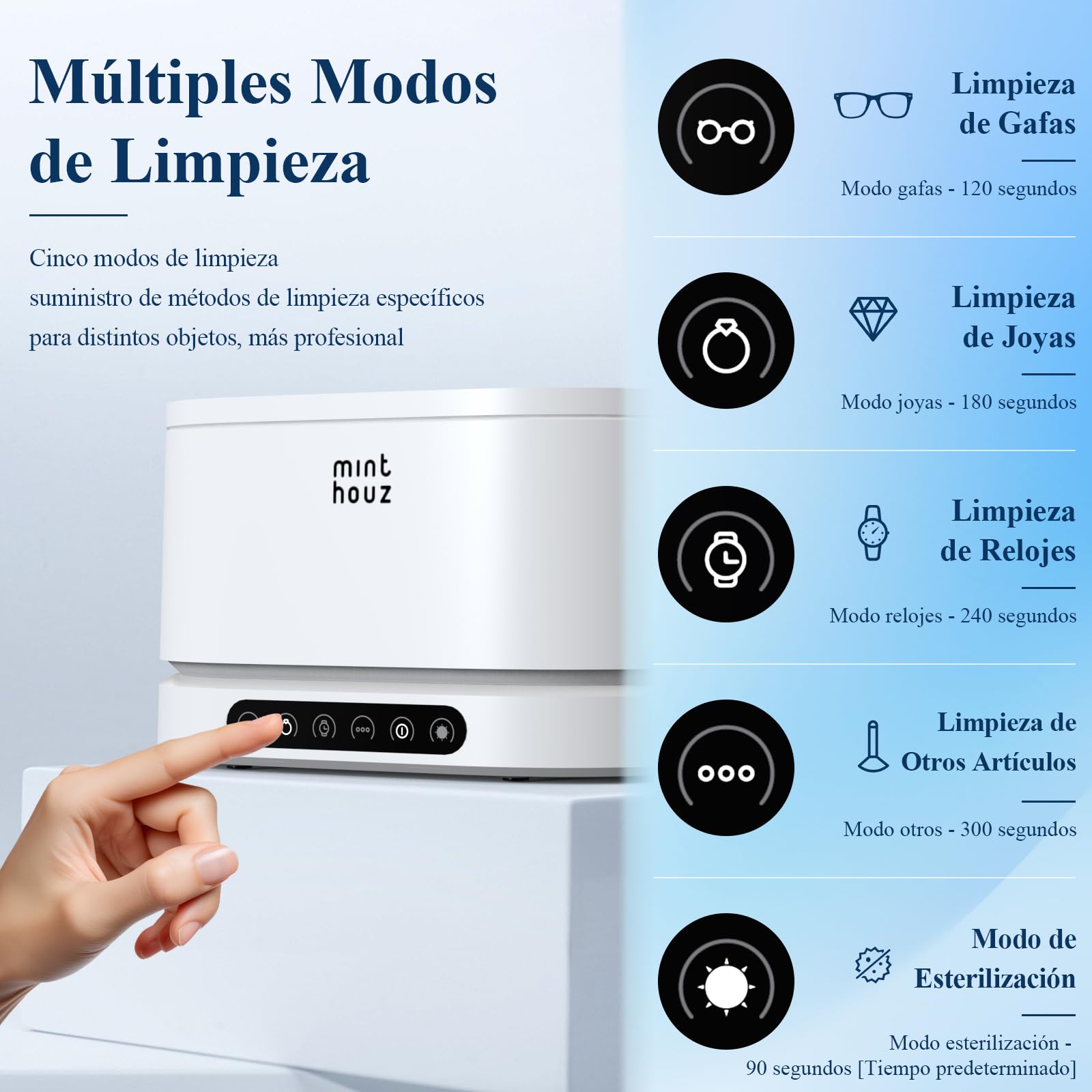 Minthouz Limpiador Ultrasonidos, 48000Hz Ultrasonidos Limpieza 500ml Limpiador Ultrasónico para Joyas, Gafas, Relojes, Dentaduras
