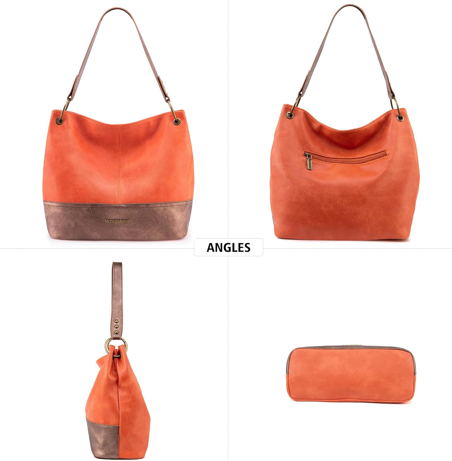 Montana West Hobo Bag for Ladies Shoulder Handbags with Back Pocket | Purses, with Zipper, Purses, with Zipper - Image 3