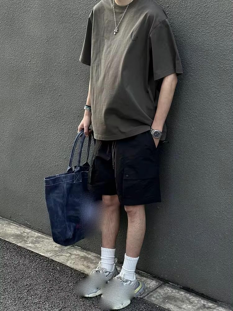Japanese Streetwear Outdoor Multi-Pocket Cargo Shorts Men Clothing Summer Harajuku Vintage Casual Thin Pants Male