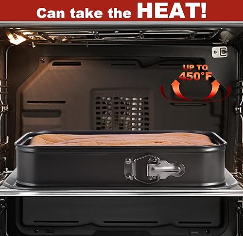 Miniatura 10 de Kenond Molde grande desmontable para tartas, molde rectangular para tartas de queso de 14 x 11 pulgadas, utensilios para hornear tiramisú con 50