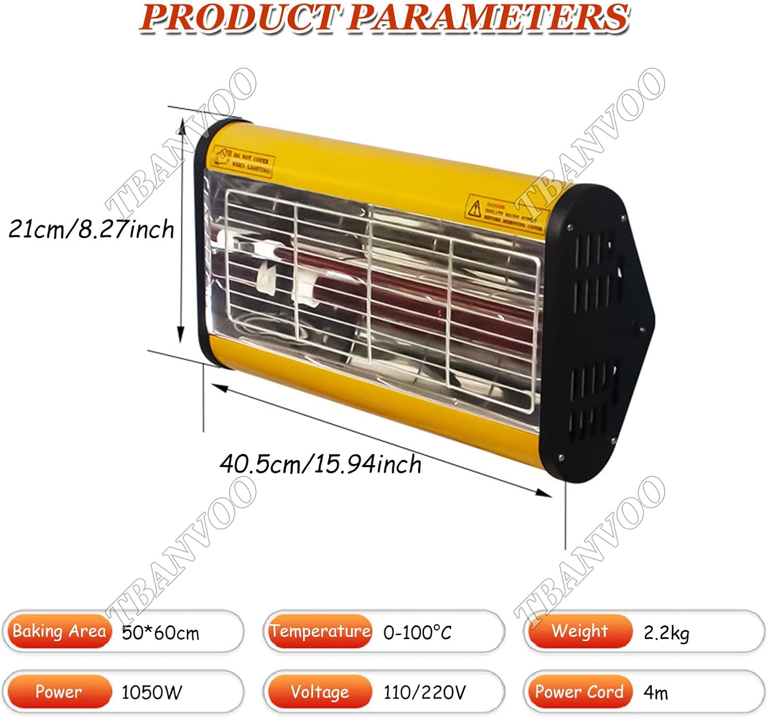 Solar Paint Drying Lamp, 1050W Shortwave Infrared Paint Curing Lamp with Timer for Car Body Repair, Height Adjustable, Foldable Storage,110V