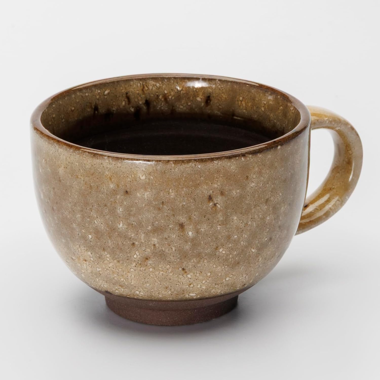 Mino Ware 502-10 Cup & Saucer Coffee Bowl Plate, Capacity Approx. 7.8 fl oz (200 ml), Kaiiragi, Brown, Made in Japan