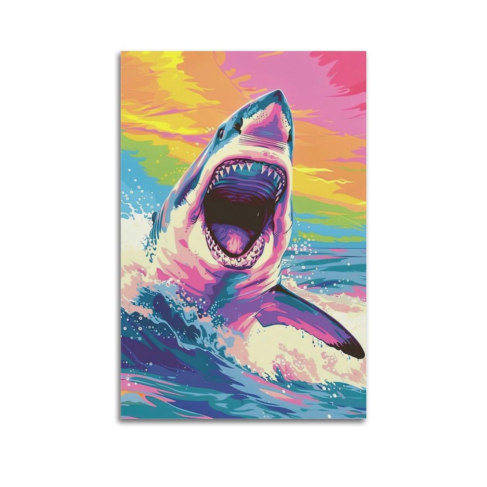 HUIYHB Animal Poster The Shark That Broke The Surface Poster Decorative Painting Canvas Wall Posters And Art Picture Print Modern Family Bedroom Decor Posters 20x30inch(50x75cm)