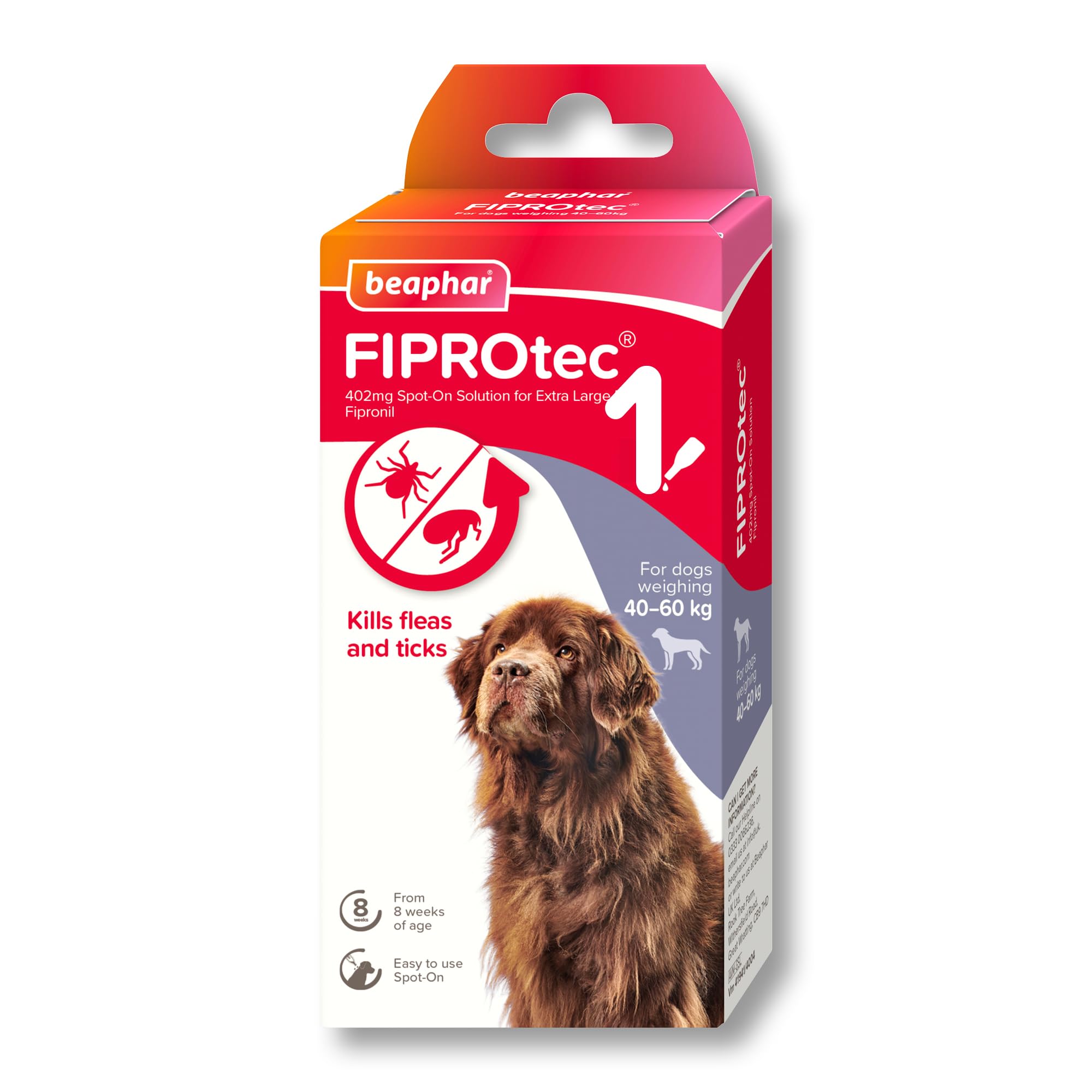 Beaphar Fiprotec Spot On Solution - Dog - 402Mg - 1 Pipette Extra Large