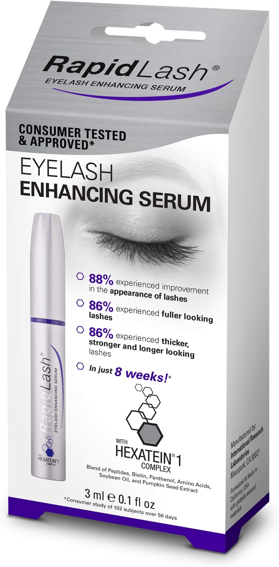 Rapidlash Eyelash and Eyebrow Serum 3ml /0.1 Fl Oz With FREE Eyeliner Brush