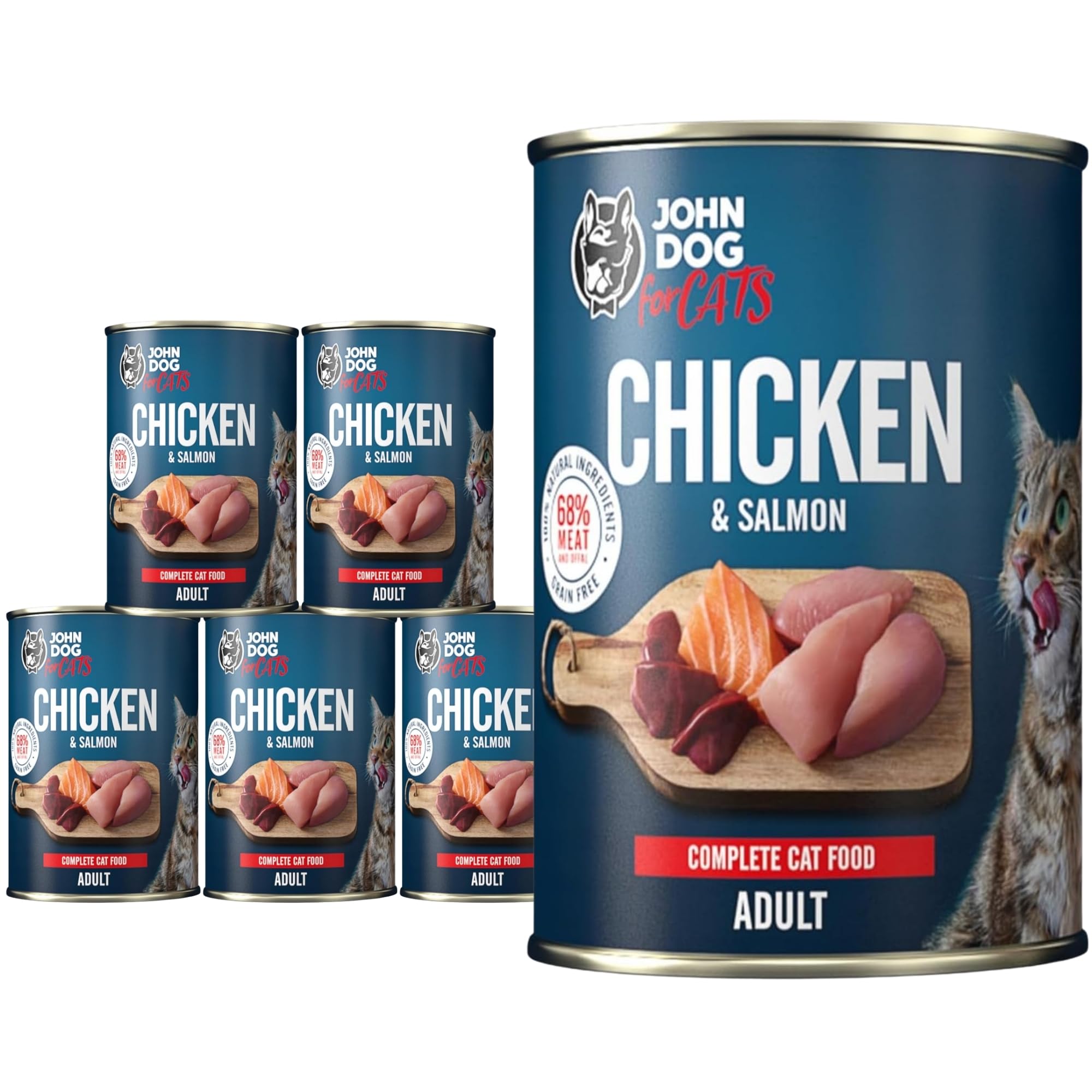 JOHN DOG KARMA Jane Cat MOKRA ADULT KURCZAK I ŁOSOŚ z bananami i olejem z łososia 400g*6