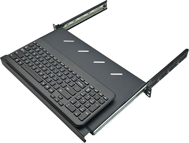 Electriduct 1U Keyboard Tray - Fully Extendable Universal 19" Rack Mount Sliding Shelf for Network Equipment Server Cabinet Enclosure with 3-Rail System and Mounting Hardware - 10.8" Deep