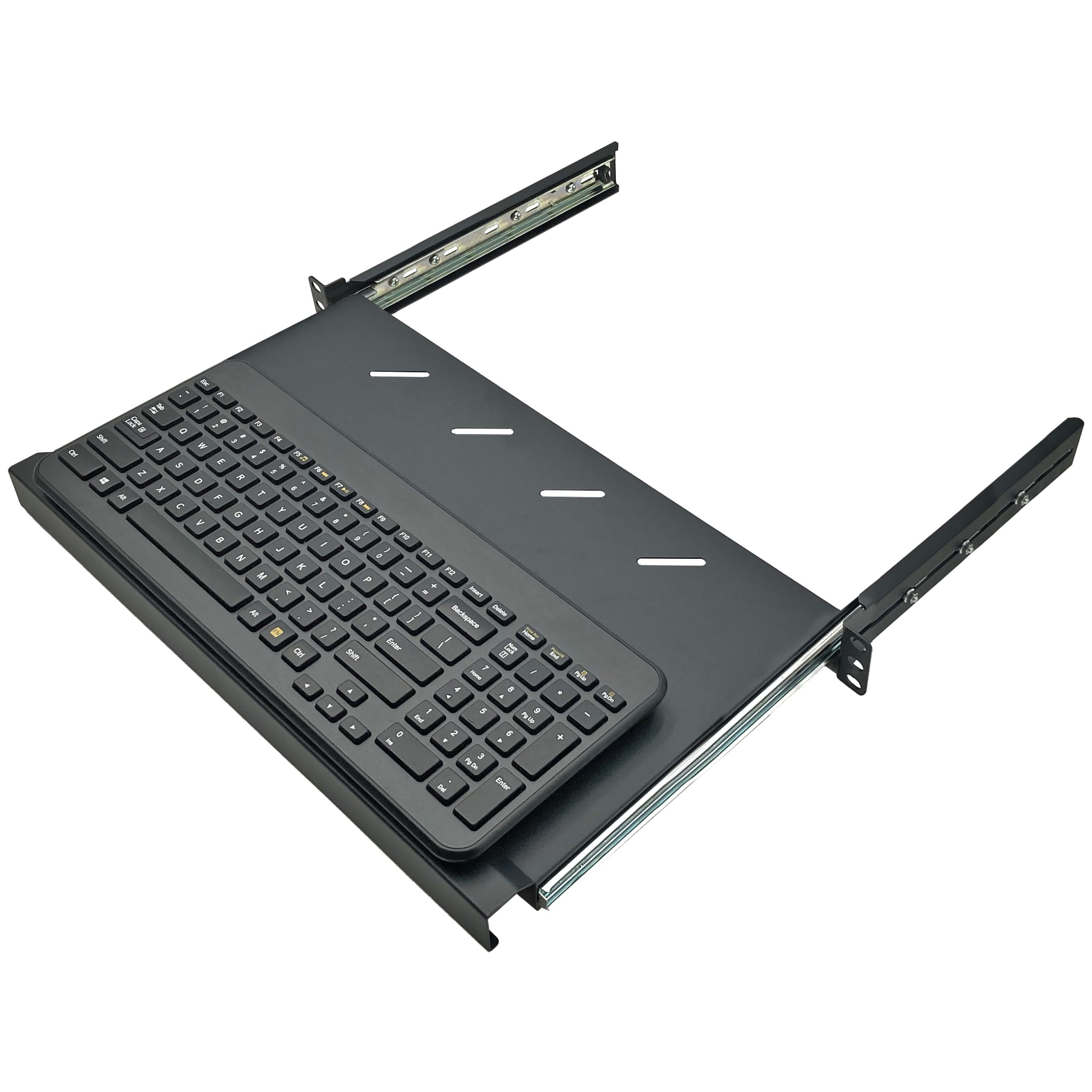 Electriduct 1U Keyboard Tray - Fully Extendable Universal 19" Rack Mount Sliding Shelf for Network Equipment Server Cabinet Enclosure with 3-Rail System and Mounting Hardware - 10.8" Deep