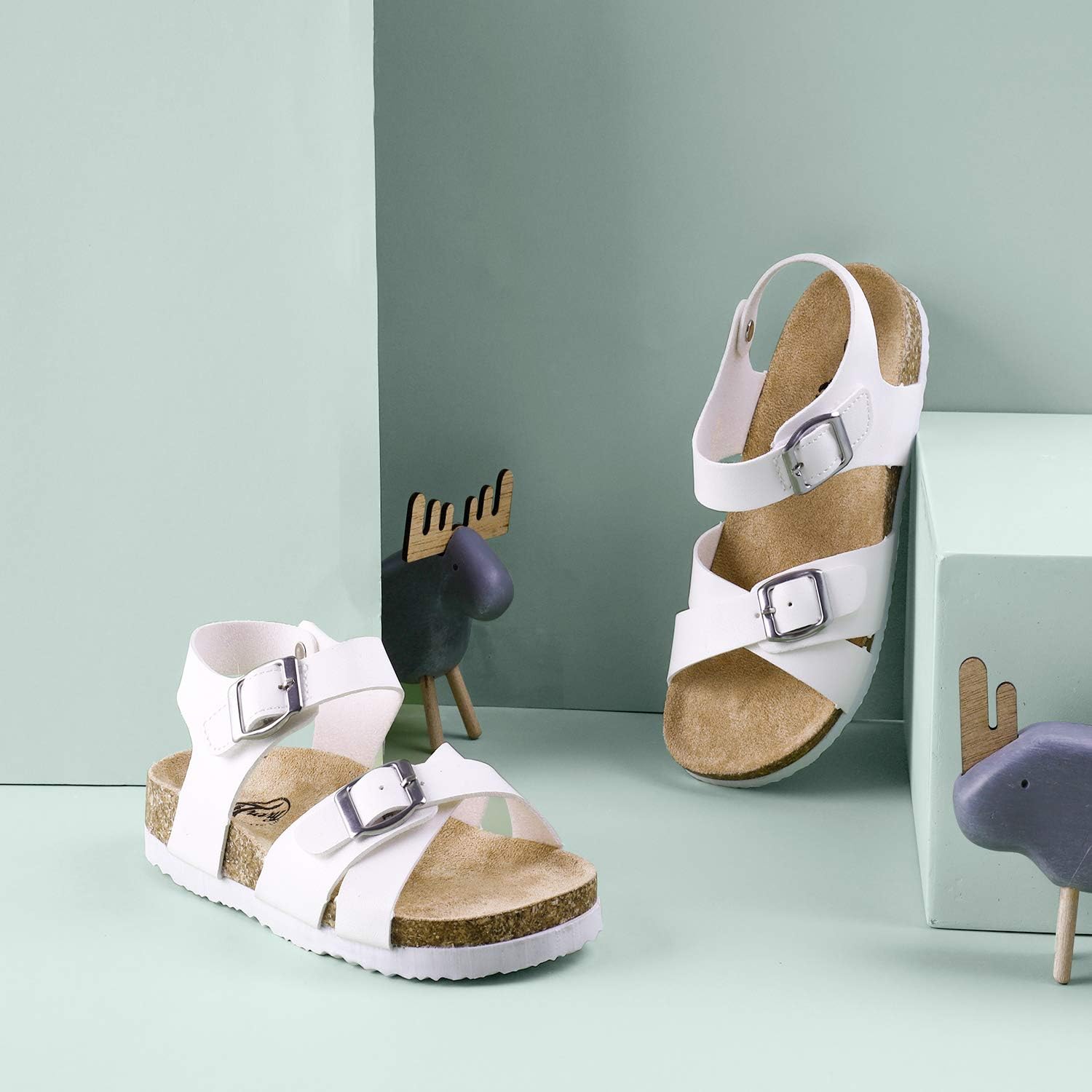 Trary Boys Girls Flat Sandals with Cork Footbed and Adjustable Straps for Little Kids : Toys & Games