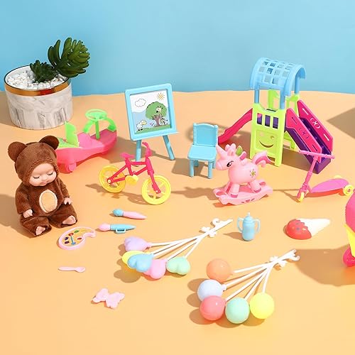 Miniatura 10 de ONEST 16 muñecas de 4 pulgadas con accesorio, lindas muñecas de bebé con ropa, mini muñecas de bebé con accesorios de muñeca