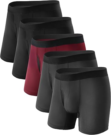 TIICHOO Washable Incontinence Underwear for Men with Leak Proof Protection, Discreet Boxer Briefs for Bladder Leakage 5-Pack