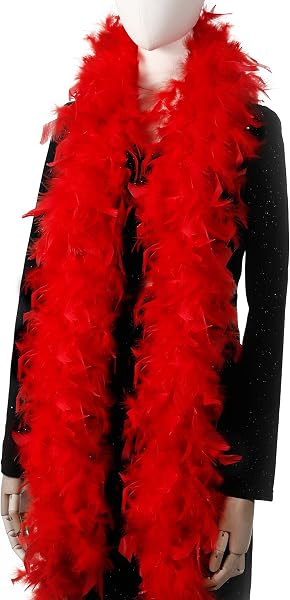 Larryhot Boa en plumes de champagne 1,8 m pour fête, Noël, Mardi Gras, bal masqué, carnaval, concert et décoration d'intérieur - 1