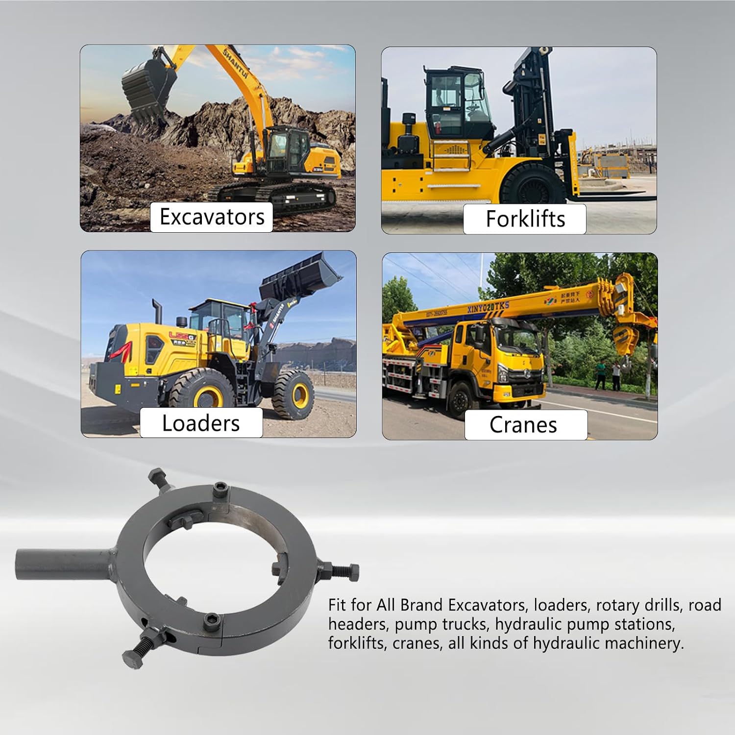 Hydraulic Cylinder Spanner Wrench, 3-Jaw Adjustable Gland Nut Wrench 130mm-170mm, Heavy Duty Alloy Steel Excavator Tool for Hydraulic Machinery, Forklift, Loader, Crane Repair