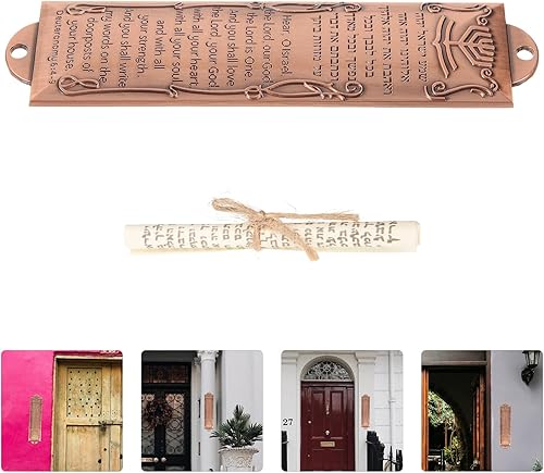 Miniatura 5 de EXCEART Mezuzá con puerta de desplazamiento judía Mitzvah puerta Mezuzah caja de mezuzá de metal placa de mezuza regalo judío Hannukah regalo