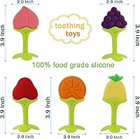 Vista 2 de Baby Teething Toys, Soft Silicone Natural BPA Free Fruit Teethers Set with Pacifier ClipHolder for Toddlers & Infants (5 Pack), Lideemo