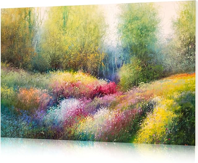 Obrazy do salonu, obraz ścienny, samoprzylepne, płyty akustyczne, panel ścienny, obrazy do sypialni, domu, biura, 8 sztuk, 120 x 80 cm, dekoracja ścienna, wiosenna łąka
