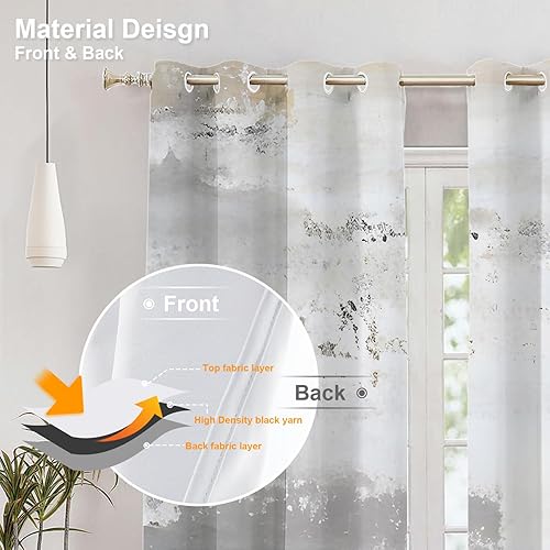 Miniatura 445 de Cenefas de cocina modernas con patrón de cobre marrón dorado para ventanas, cenefas opacas abstractas de marcas de arañazos y cortinas opacas