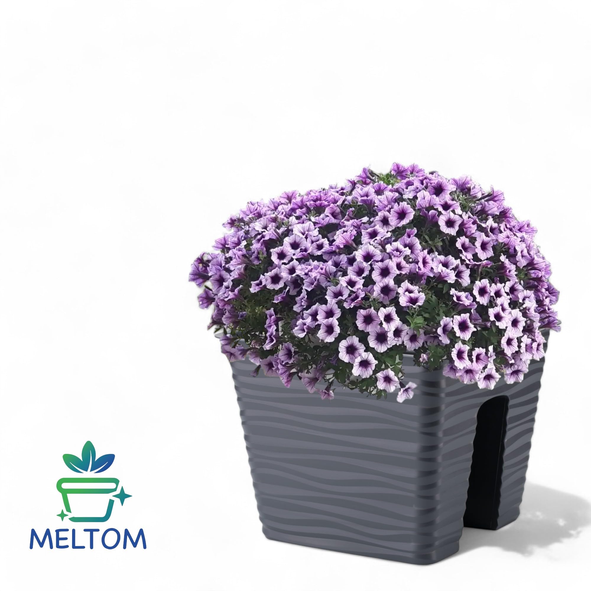 Jardinera para balcón, efecto 3D, ondulada, superficie estriada, color antracita, 27 cm x 21 cm