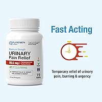 Vista 6 de Puregen Labs Urinary Pain Relief Phenazopyridine HCl 99.5mg Tablets Maximum Strength OTC for Fast Relief of UTI Pain, Burning and Bladder