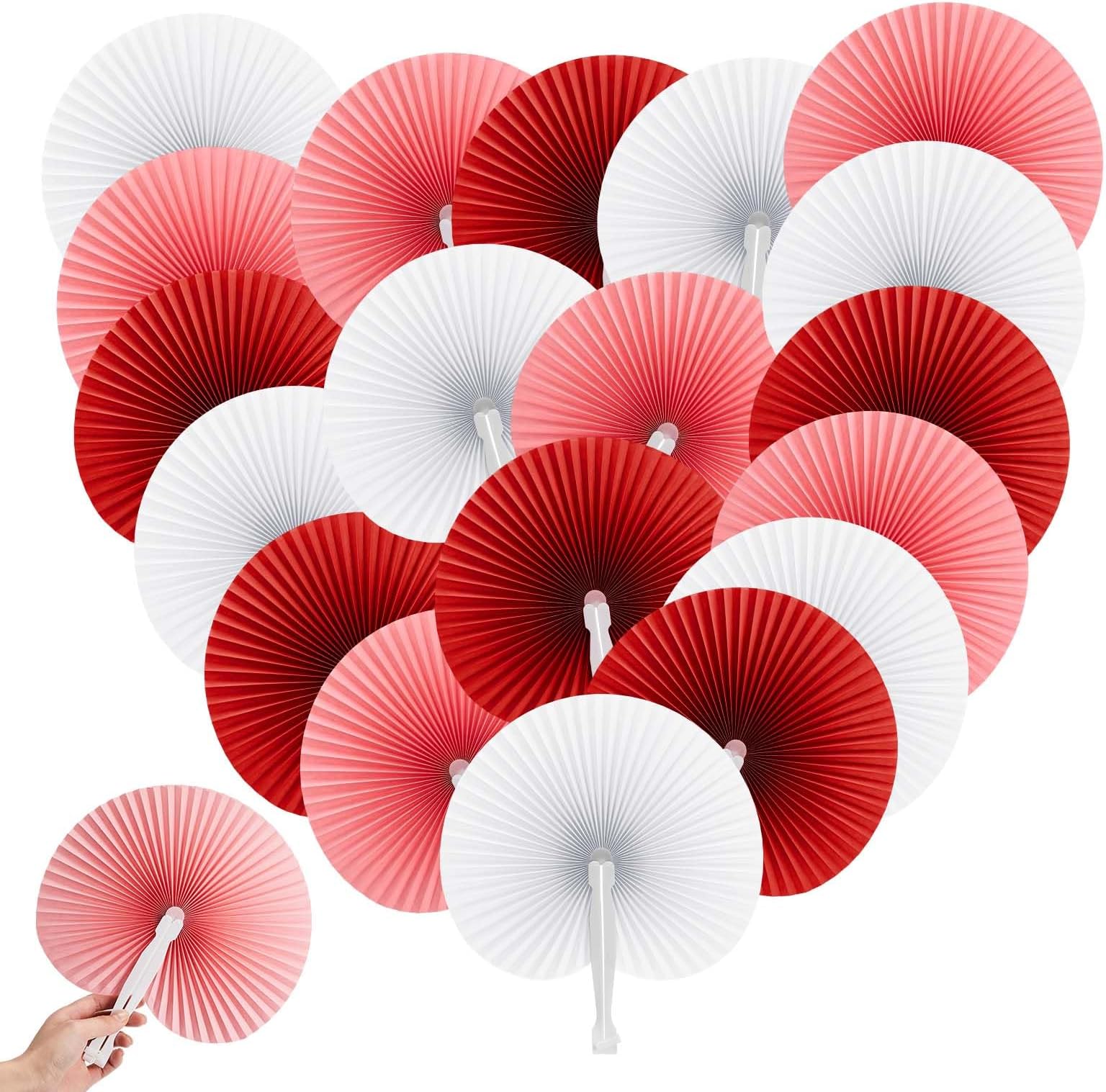 200 Pieces Wedding Fans Folding Paper Fans Paper Wedding Fans Round Shaped Folding