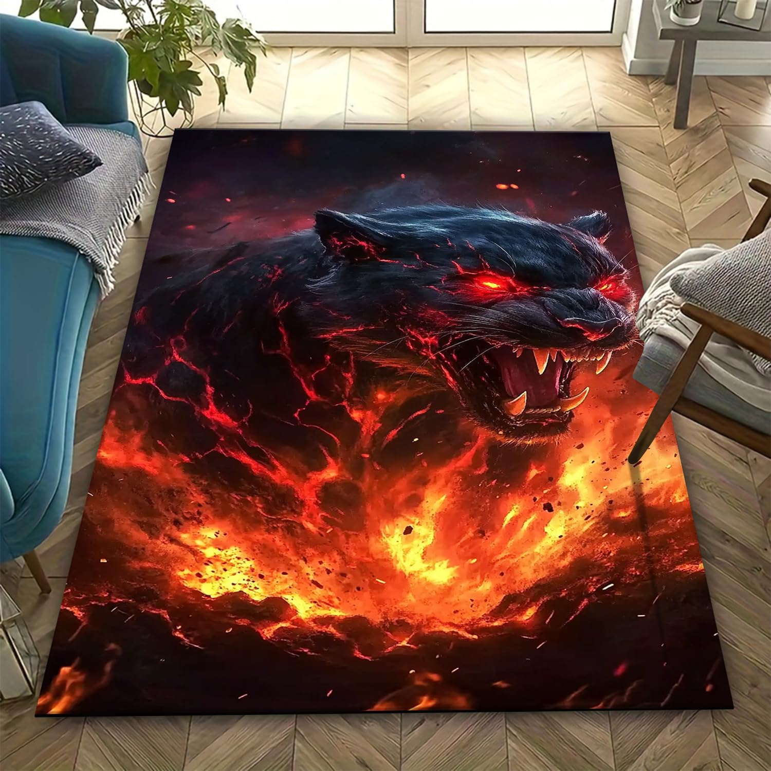 Tapis de grande surface 200x300 cm motif animal léopard 3D salon