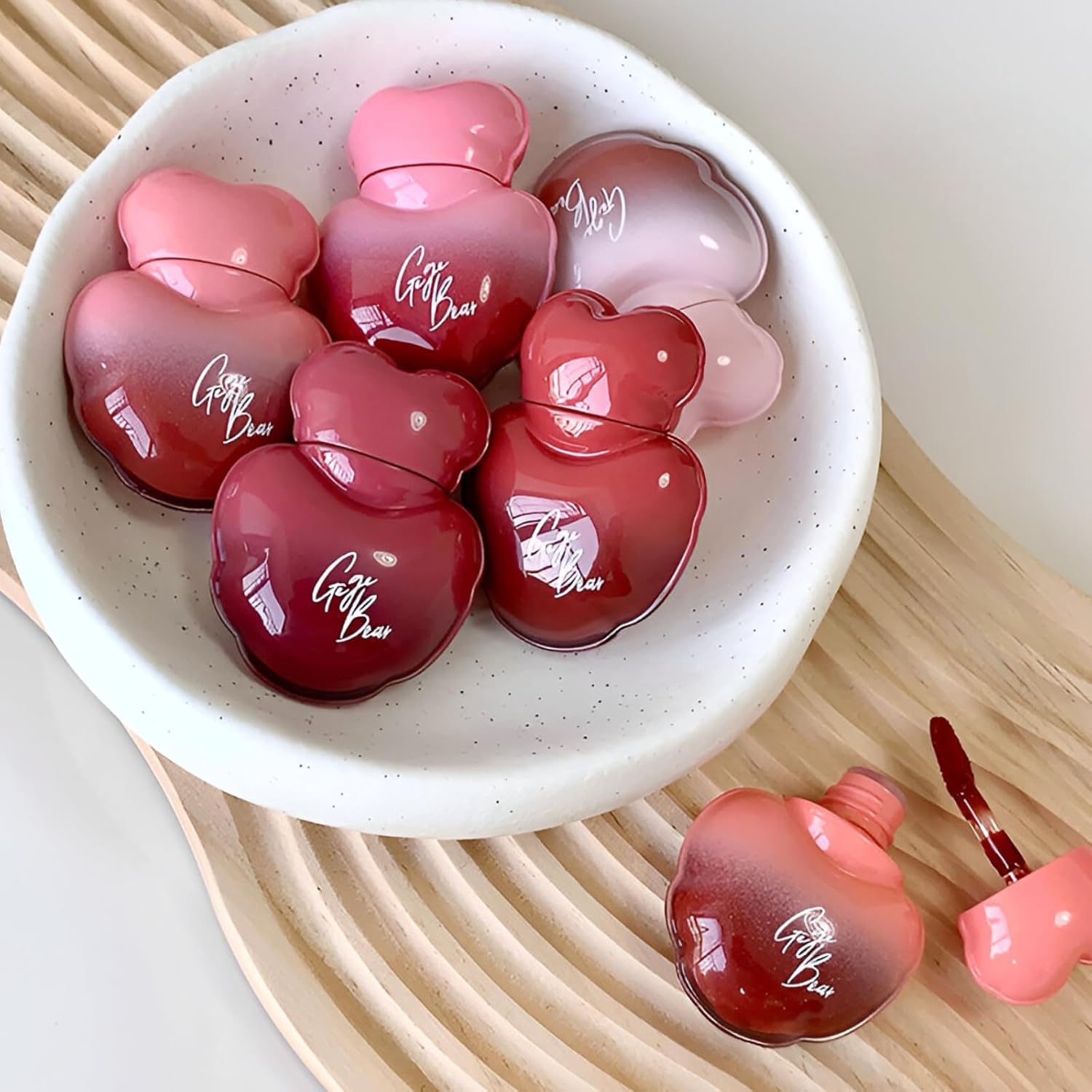 Gege Bear Heart Shape Glossy Lip Moisturizer | High-Gloss Glass-Like Finish | Nourishing Non-Drying Lips Formula | Soft Smooth Lips, Long-Lasting Shine | Shades Range from Pink to Deep Red | Cute Korean-Inspired Aesthetic Lip Gloss for Women & Girls (05# Brick Rose, 12g)-image-31