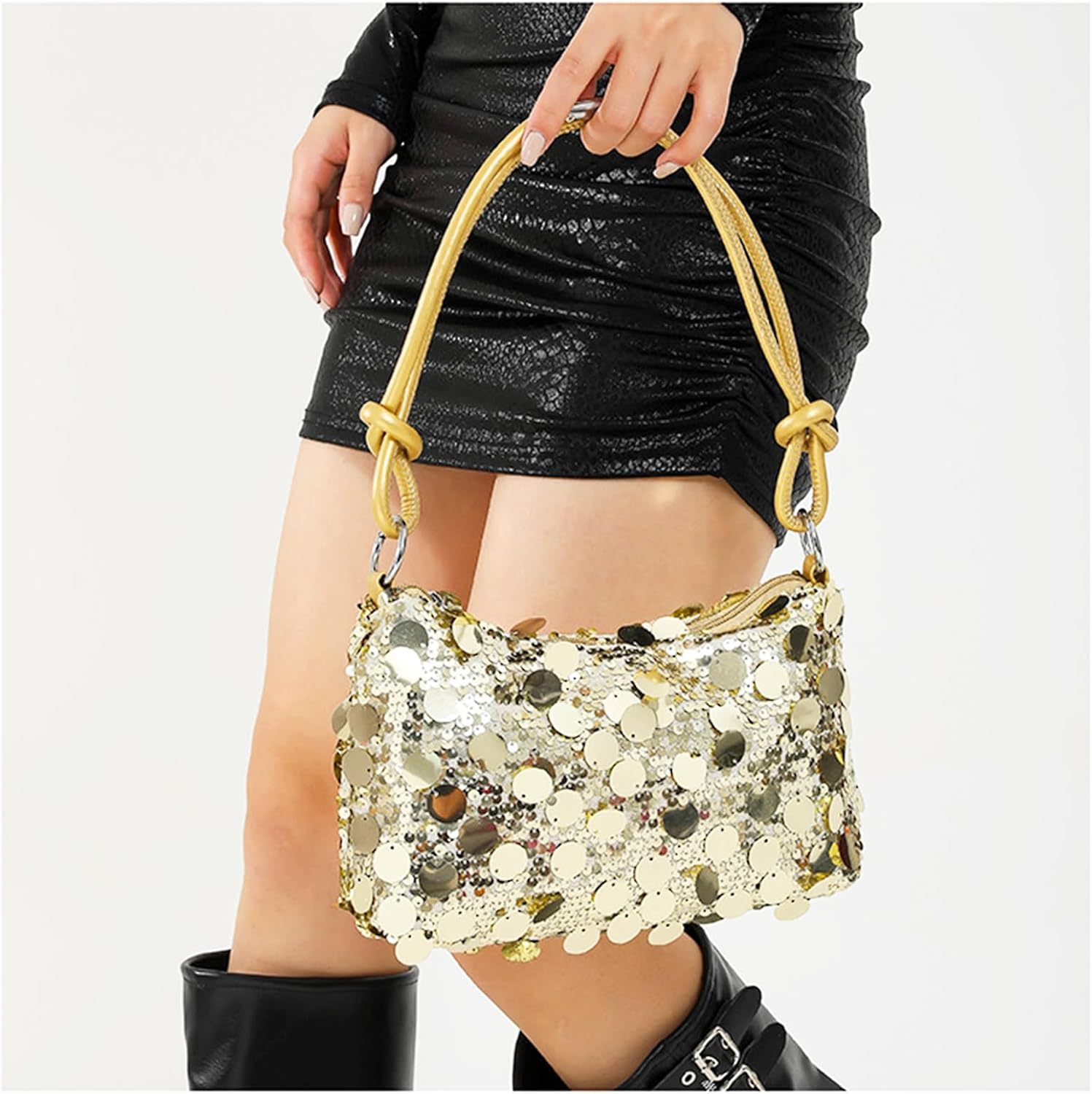 Sequin Clutch Purses for Women, Evening Bag, Underarm Bag, Handbag for Wedding, Prom, Parties, Travel(Gold) - Image 6