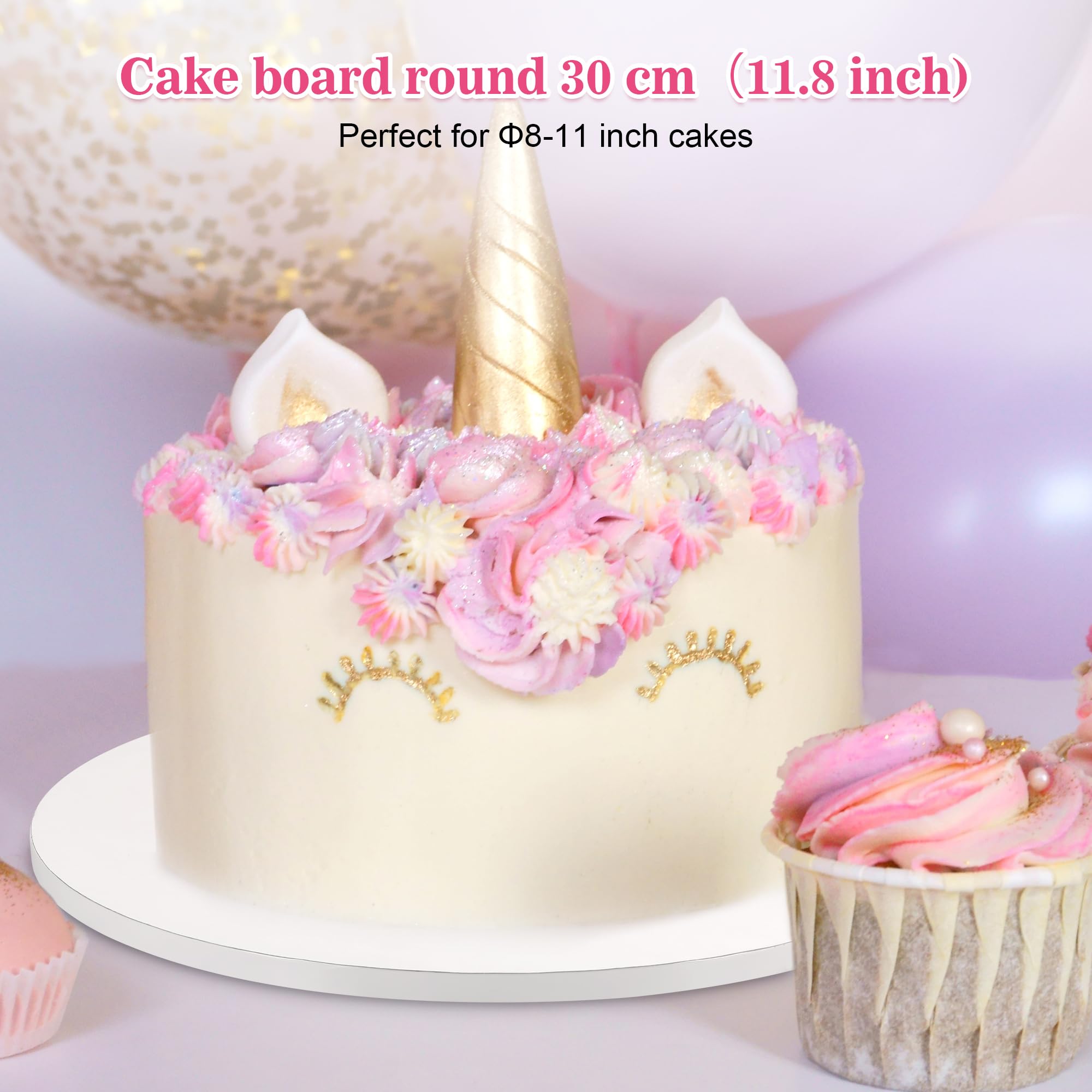 Zocipro 5 Pezzi Cake Drum, Sottotorta Tondo 30 cm, Vassoio Torta Rotondo 30 cm x 12 mm, Piatto Torta Rotondo Riutilizzabile in Cartone per Torte, Sottotorta per Torte da 8-11 Pollici e Dolci (Bianco)