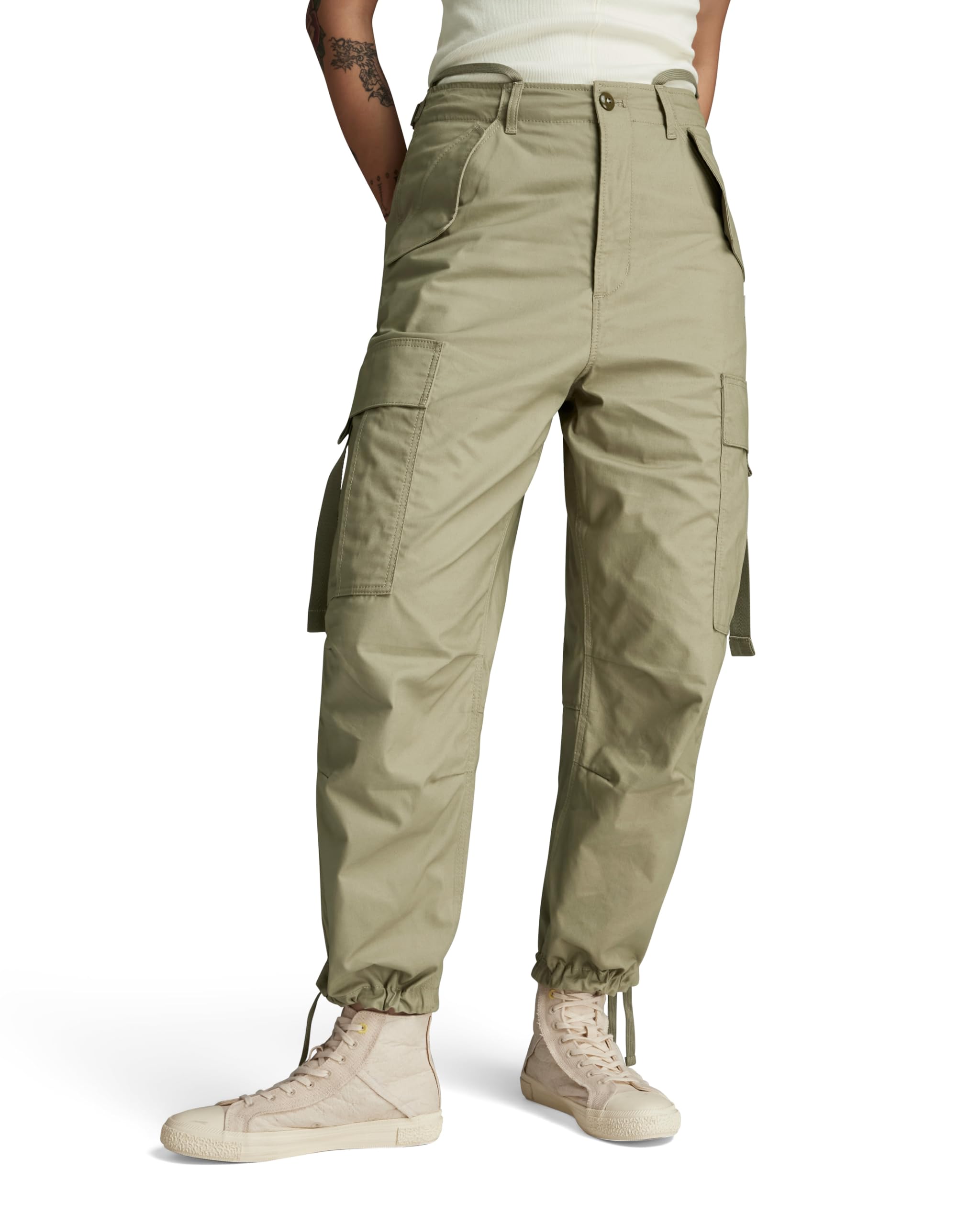 G-Star Women's Cargo Cropped Drawcord Pants, Green (ensis green D24389-D387-6057), 29