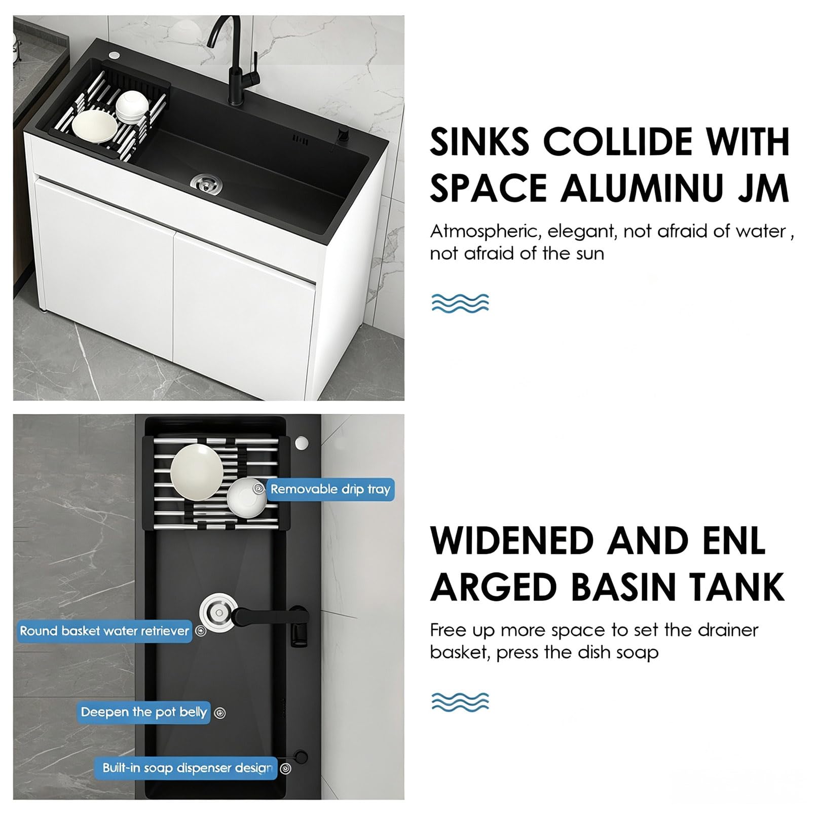 Mueble Fregadero Exterior de Aluminio Panal de Abeja 80cm, Lavabo de Acero Inoxidable con Grifo Mezclador y Dispensador, Fregadero Autoportante para Jardín, Garaje o Lavadero, Blanco