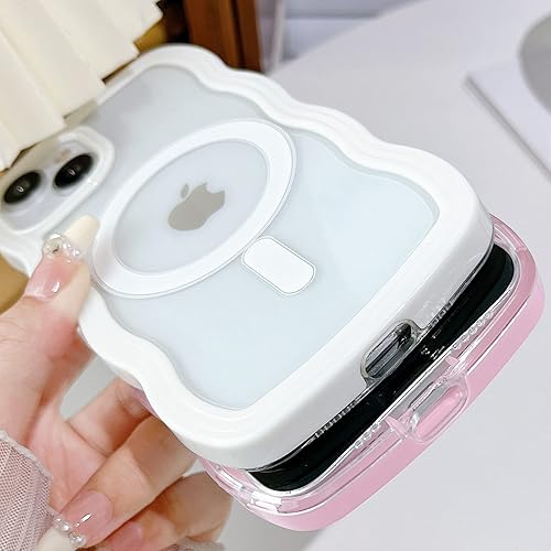 Miniatura 6 de Magsafe - Funda compatible con iPhone 15 Plus, diseño ondulado, lindo marco de colores dulces, a prueba de golpes para iPhone 15 Plus, funda de
